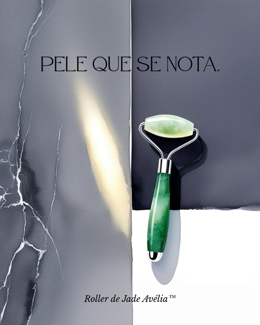Avélia™ Ritual de Jade — roller de jade natural: reduz inchaço, estimula circulação, absorção de sérum