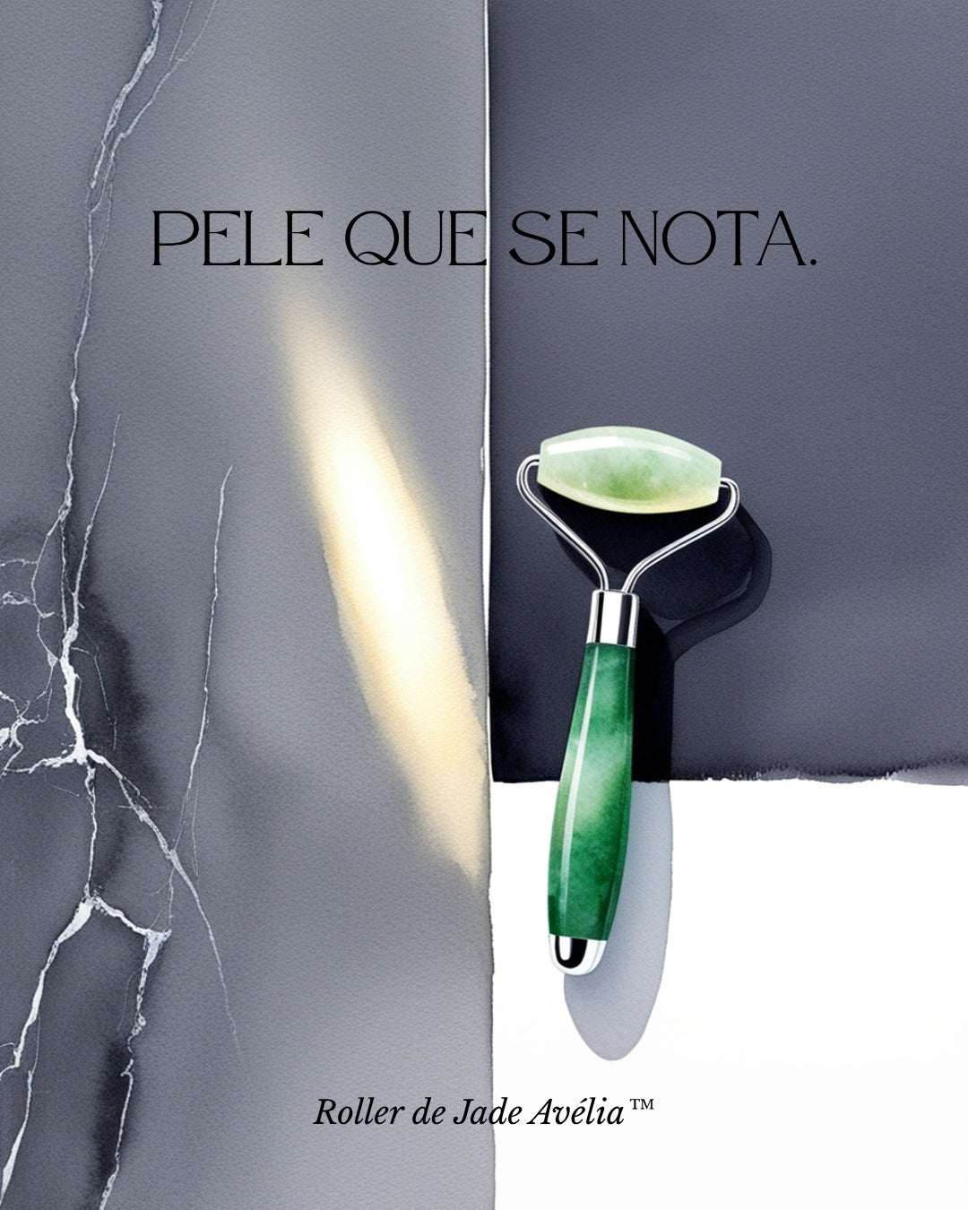 Avélia™ Ritual de Jade — roller de jade natural: reduz inchaço, estimula circulação, absorção de sérum