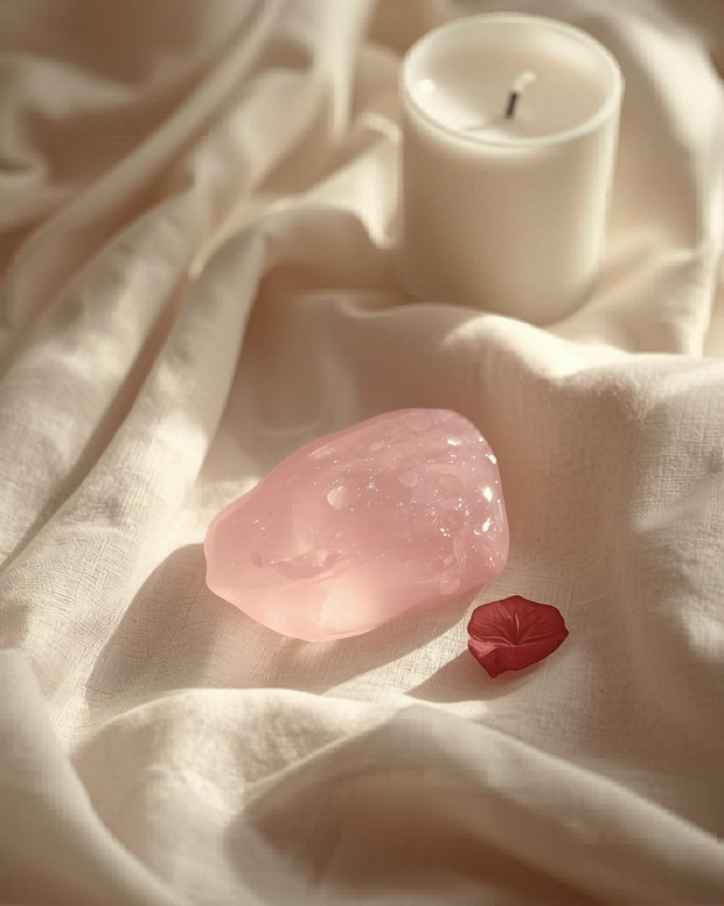 Avélia™ Ritual Rosé — gua sha rosa lifestyle linho natural