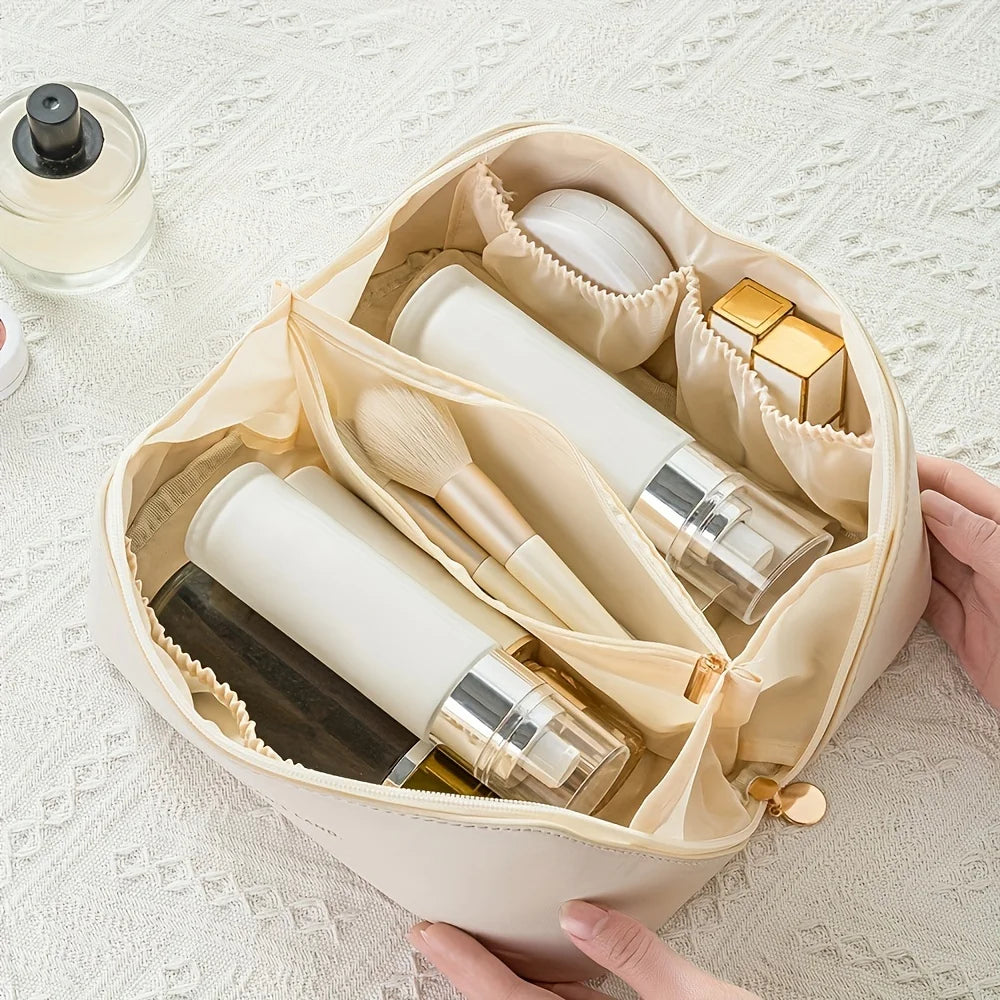 Nécessaire organizadora Avélia para produtos de skincare e maquilhagem com divisórias internas