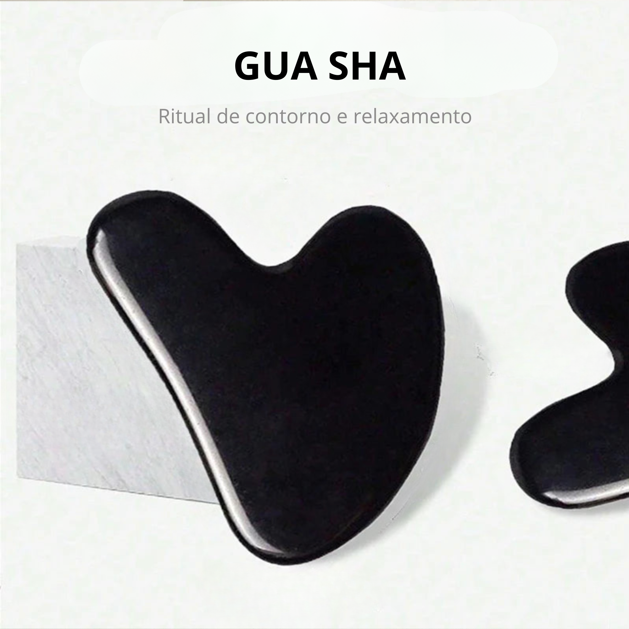 Avélia™ Ritual de Gelo — pedra gua sha quartzo negro para massagem facial