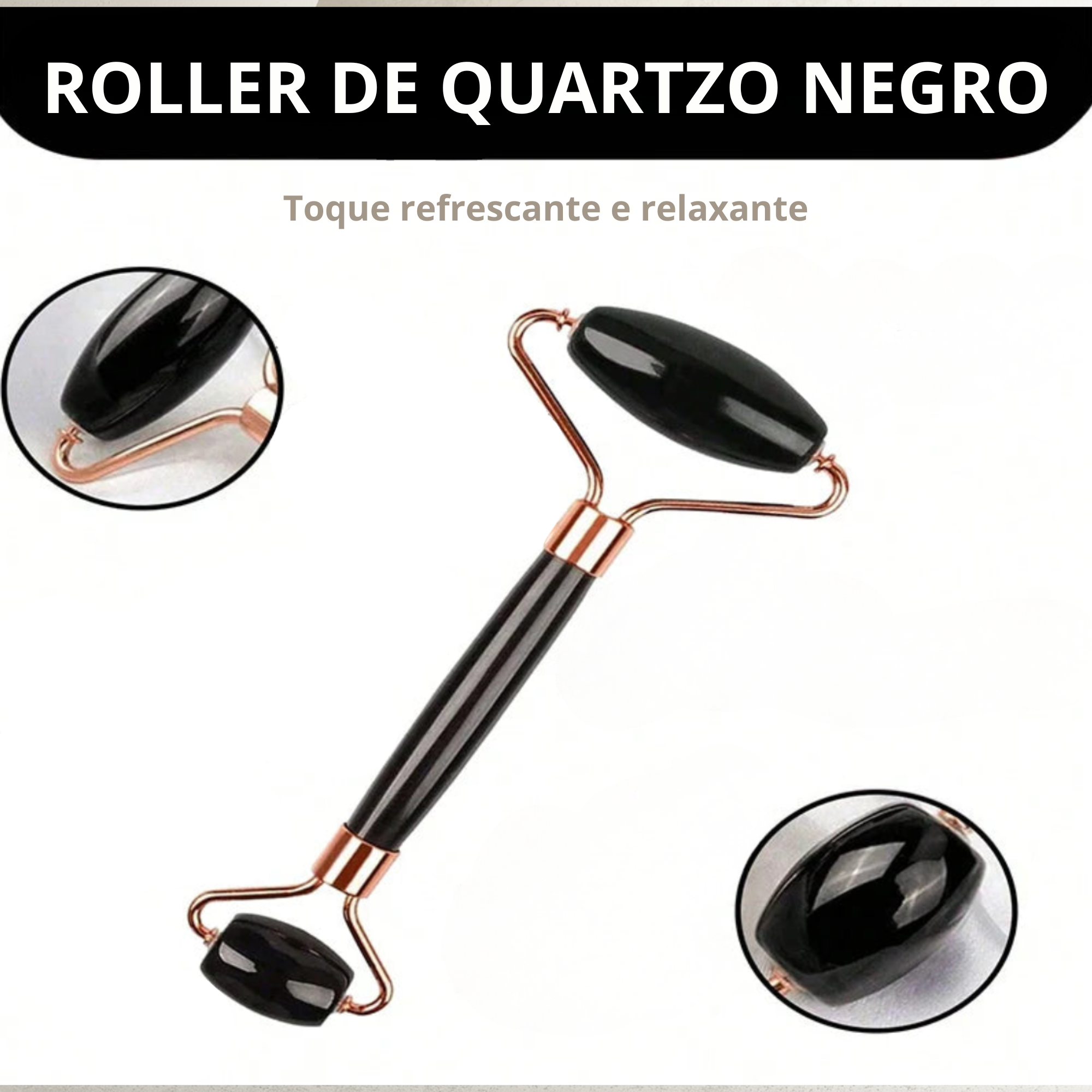 Avélia™ Ritual de Gelo — roller de quartzo negro, textura mineral premium